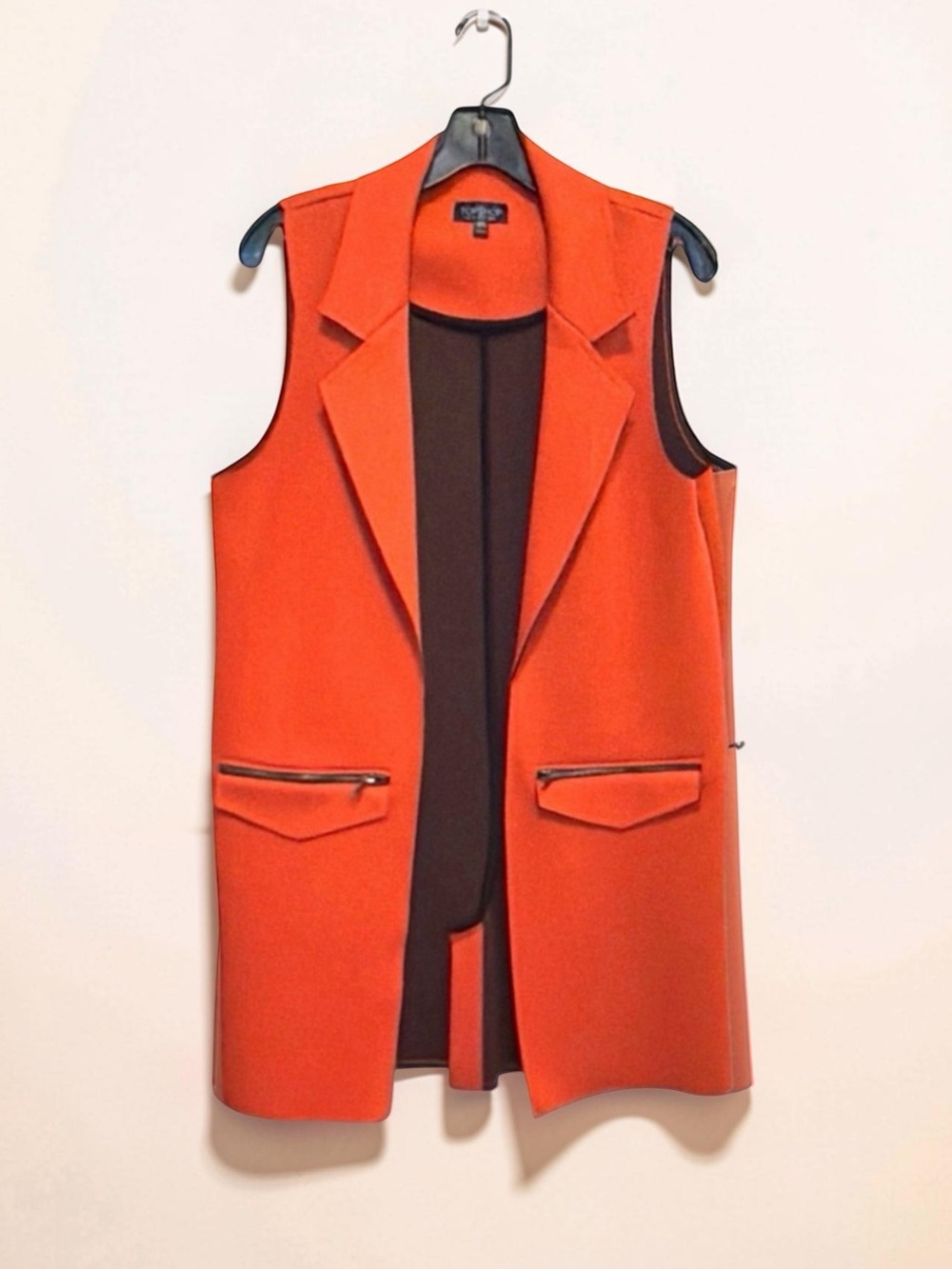 TOPSHOP Orange Sleeveless Blazer/Vest | Longline Waistcoat | Structured | Size 4